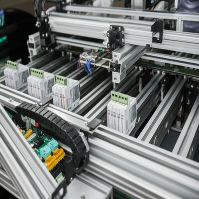 Maquinaria de manipulación de placas de circuito con relés Schneider y controladores Meanwell para una producción fluida